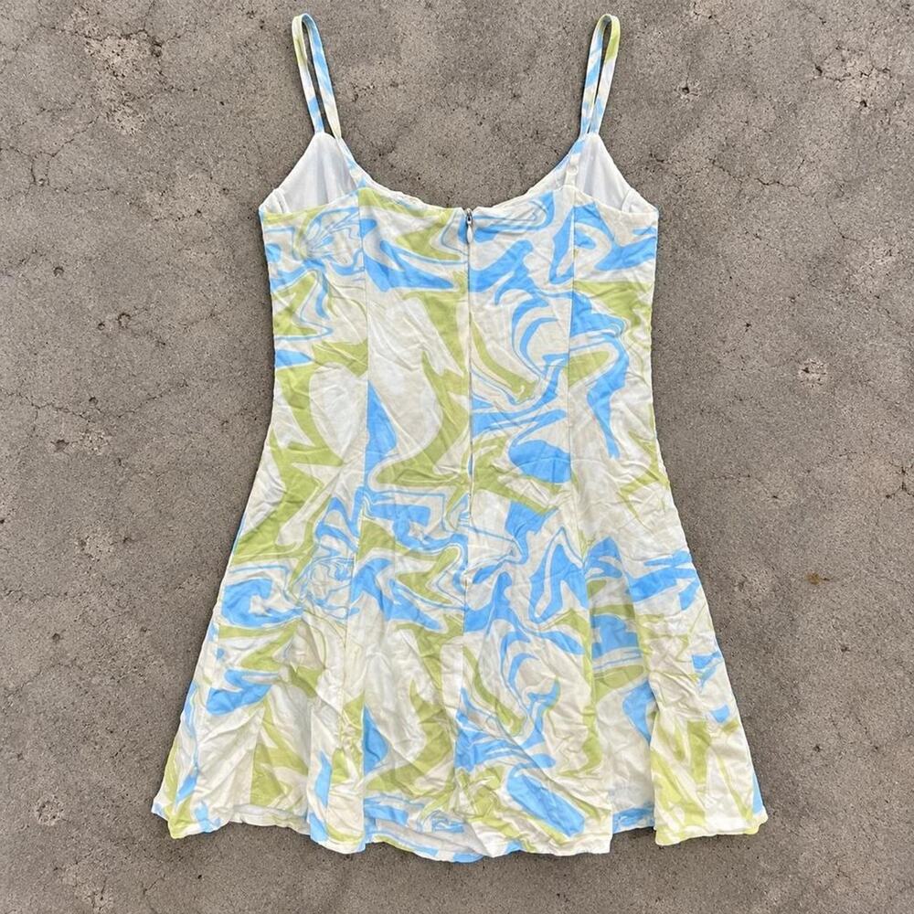 LA Hearts Blue Green Swirl Corset Mini Dress XS Y2K - Picture 3 of 6